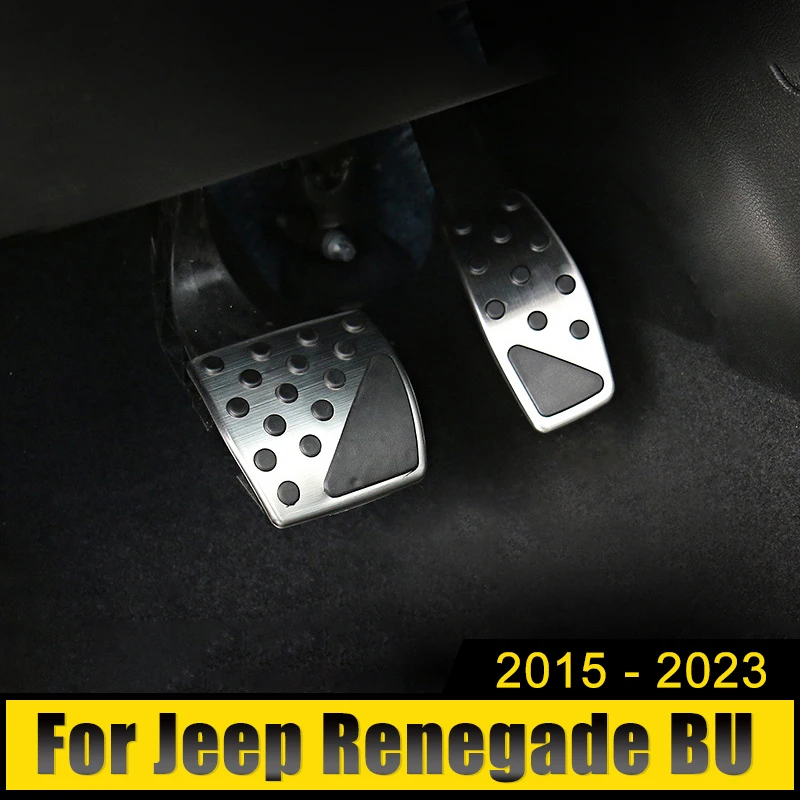 Aluminum Car Accelerator Brake Pedal Footrest Pedals Cover Pads For Jeep Compass-Renegade BU 2015 -