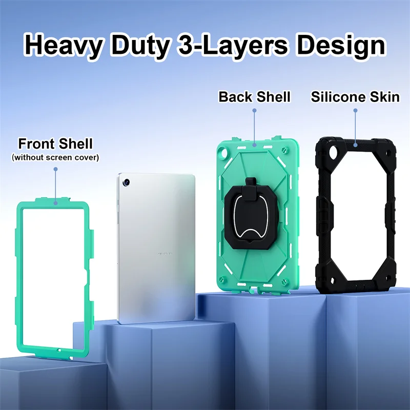 Capa de Tablet Anel de Mão para Samsung Galaxy Tab Rotação 360 a9 8.7 Case a8 10.5 s7 s8 11 Plus 12.4 2023 - Imagem 3