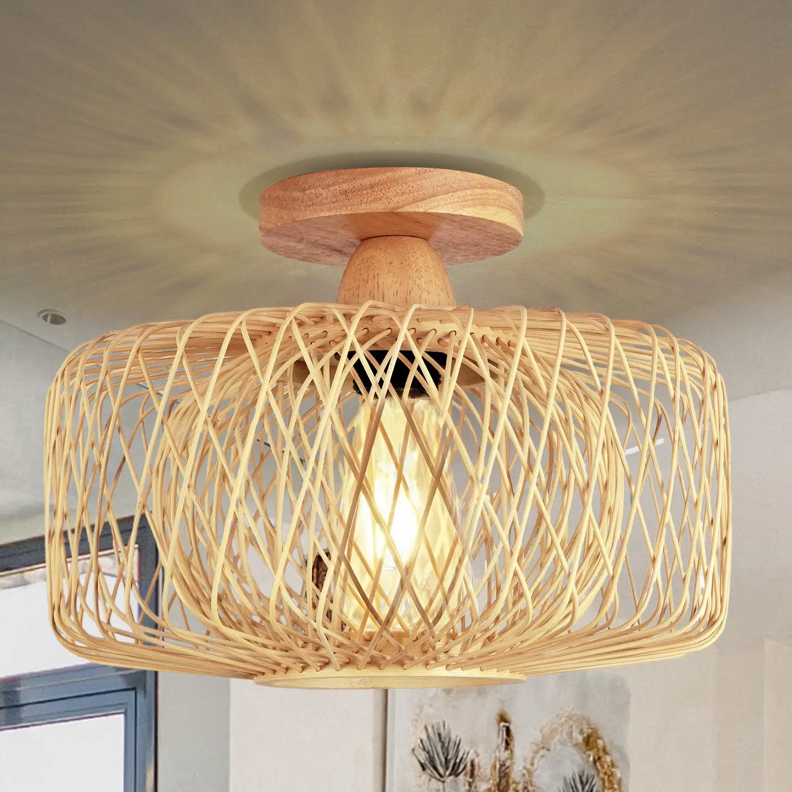 Wood Chandelier Lampshade Antique Lamp Retro for Kitchen Wedding Living Room