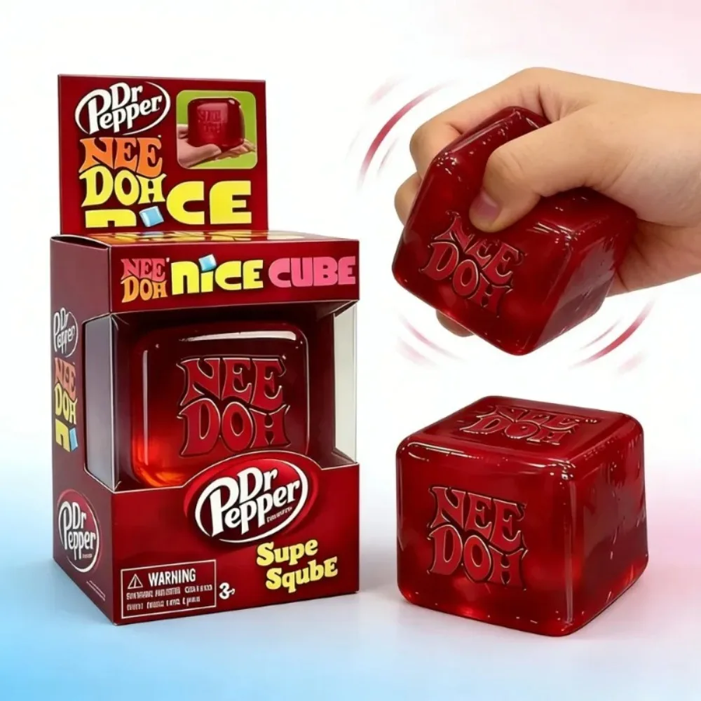Translucent Red Squishy Stress Relief Cube - BPA-Free Fidget Toy