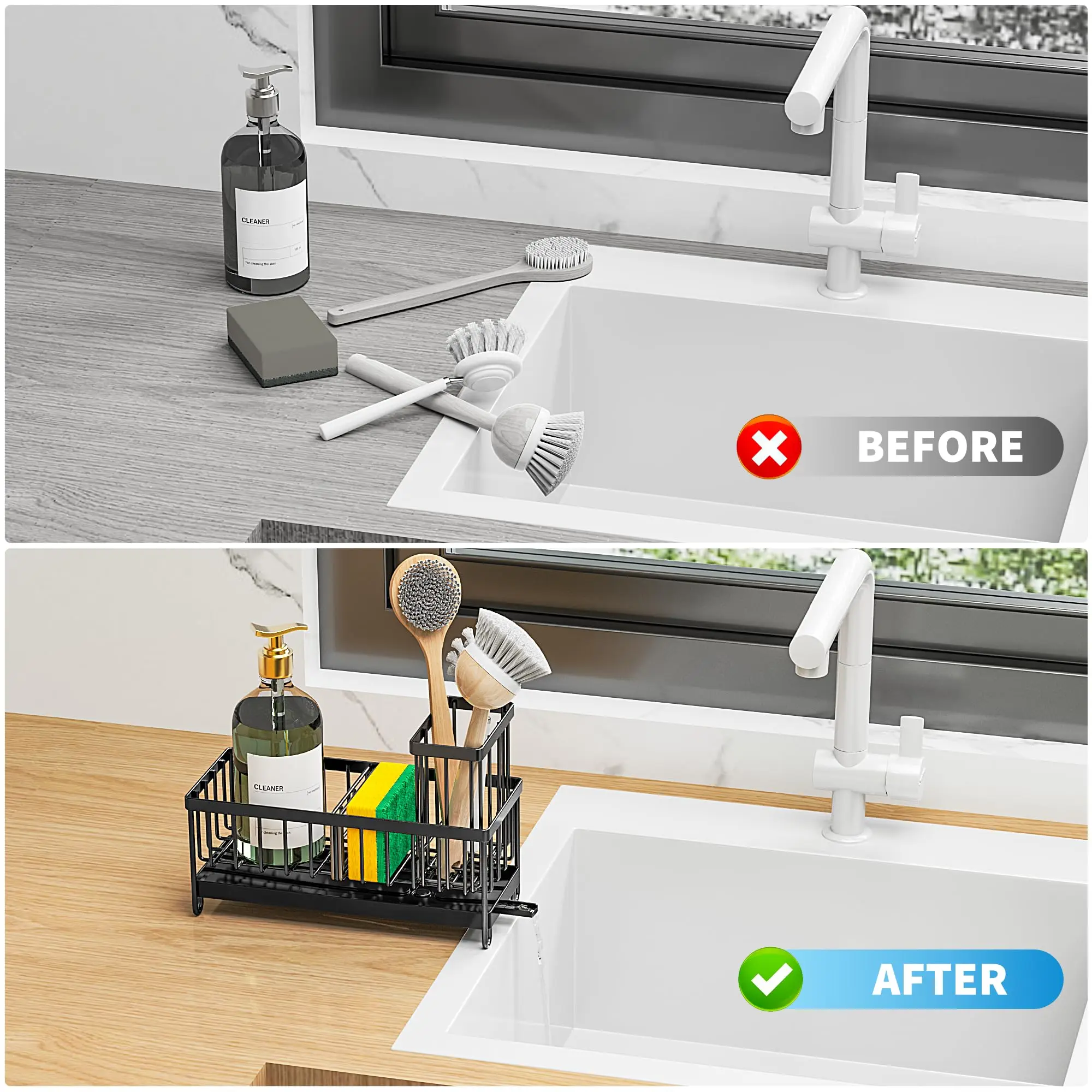 Kitchen Sink Sponge Holder with High Brush Rack, Essential Countertop Storage Organizer, Must-Have Kitchen Accessories 7 küchexyz.de S2158b7a5cb19452fab69d7ccb36fc5c5P küchexyz.de Best Price | Fast Delivery |Quality Product Kitchen Sink Sponge Holder with High Brush Rack, Essential Countertop Storage Organizer, Must-Have Kitchen Accessories