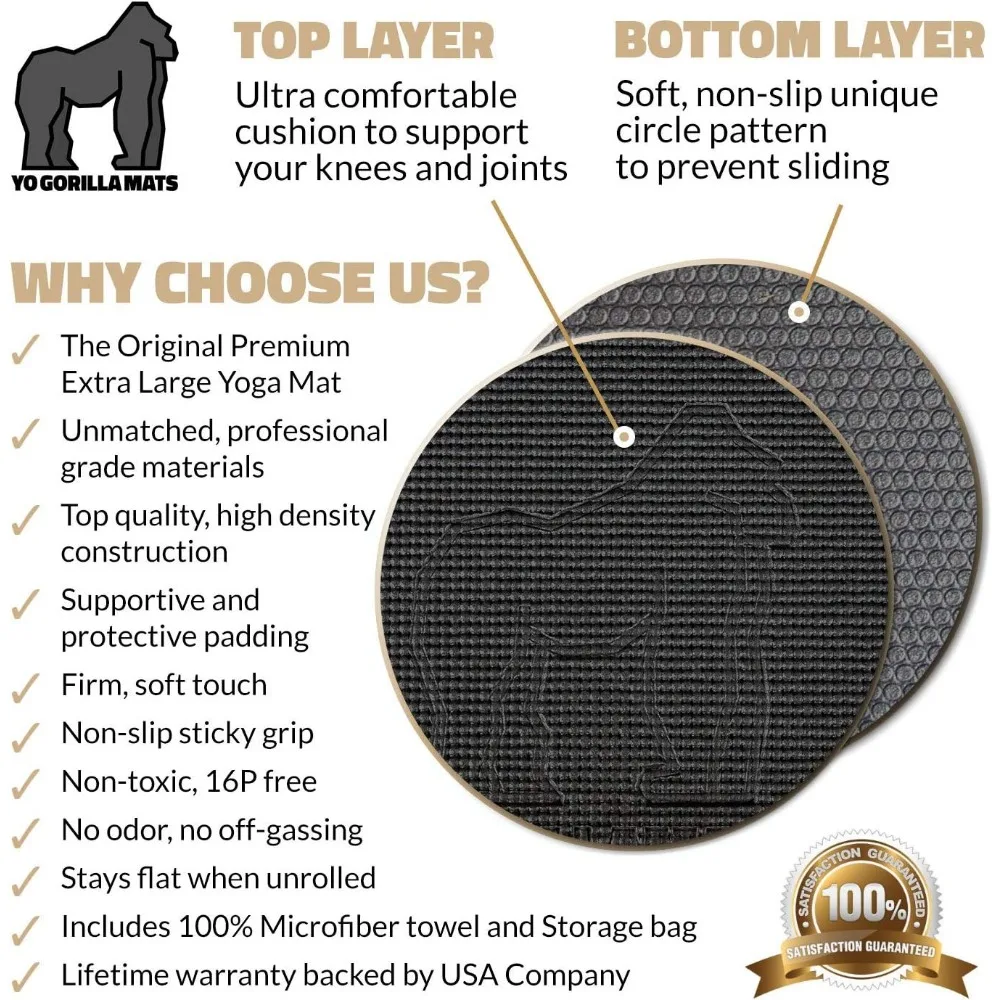 Premium Extra Large Yoga Mat &ndash; 9' x 6' x 8mm Extra Thick & Ultra Comfortable, Non-Toxic, Non-Slip Barefoot Exercise Mat