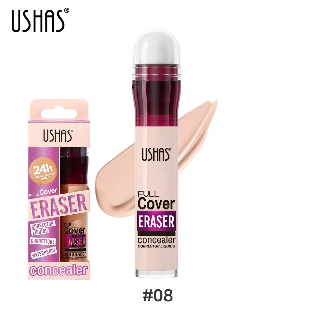 Ushas 12 Color Liquid Concealer Multi-use Foundation Makeup Moisturizing Rotating Sponge Head Concealer Long Lasting Lightweight