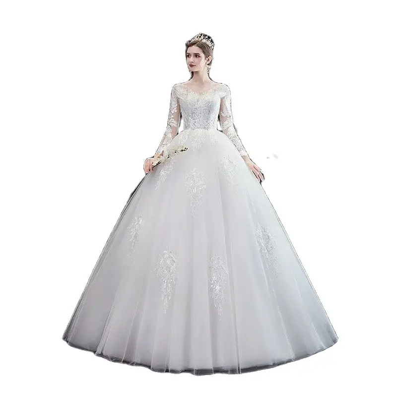 

Vestidos De Novia Baratos Con Envio Gratis Wedding Dress Long Sleeve Africal Brides Ball Gown V Necklace Modest Gorgeous Plus