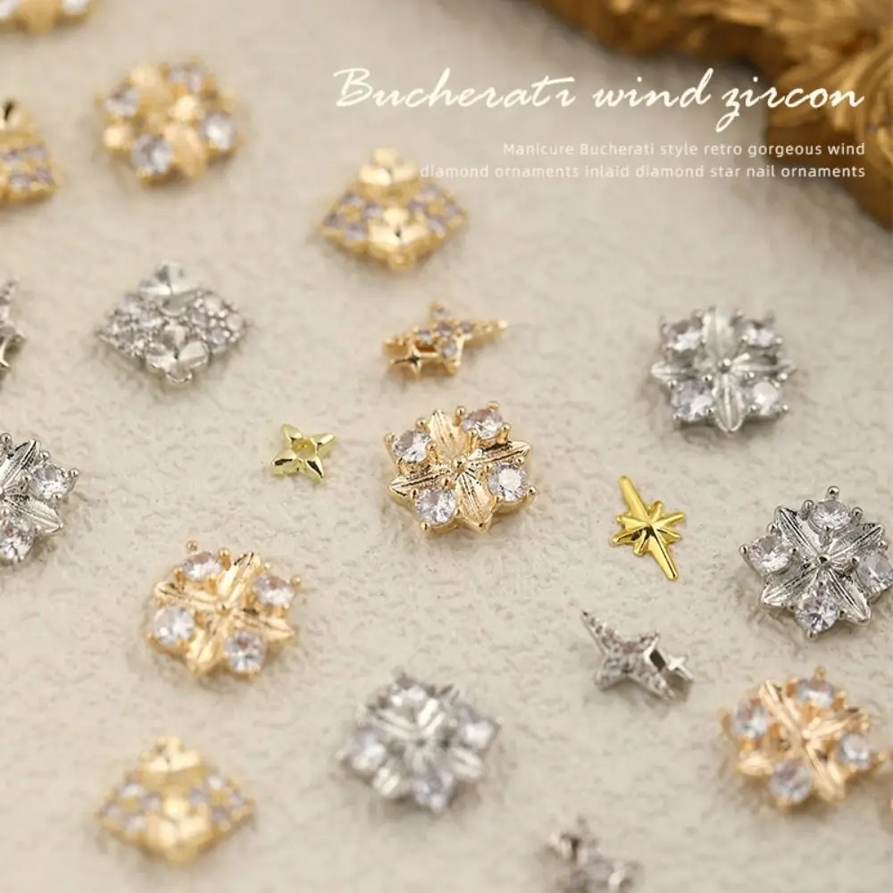 1-10 Pz Retro Luxuriant Buccellati Oro Croce Metallo Strass Per Unghie 3D Nail Art Decorazione Lucido Zircone Manicure Ornamenti