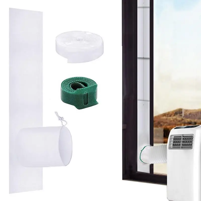 

Window Seal For AC Unit Portable Drawstring Tumble Dryer Vent Kit Windproof Sound Insulation Window Crack Gap Sticking Tape