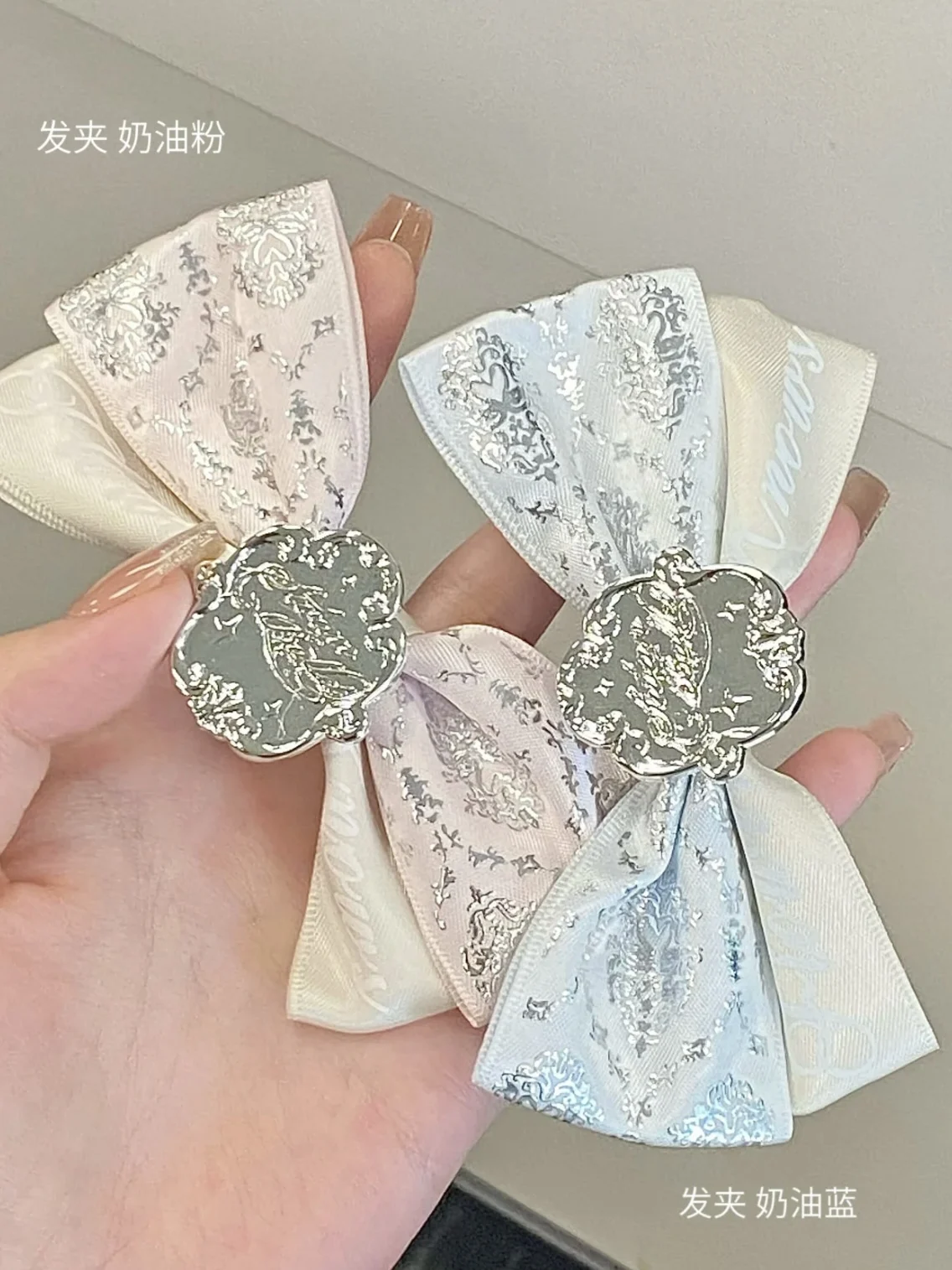 Milk Blue Flower Bow Hairclip - Cute and Sweet Princess Style Hair Ornament