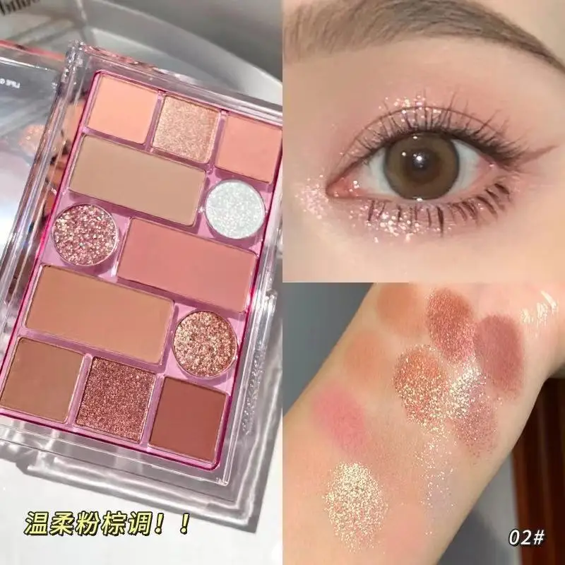 

12-color Eyeshadow Palette Pearlscent Matte Blush Highlighting Eye Shadow Combo Palette Waterproof Long-lasting Makeup Cosmetics