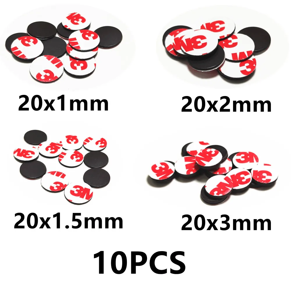 Rubber Magnet 20mm Diameter 1/1.5/2/3mmThick Round Magnetic Sticker Fit Glass Fridge DIY Refrigerator Stickers Supplies |