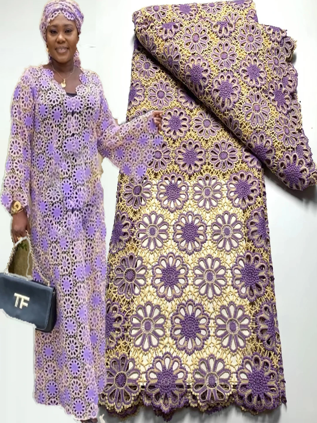 

2023 African Water Soluble Stones Lace Fabric High Quality French Guipure Cord Fabric Nigerian For Wedding Party Dress Material