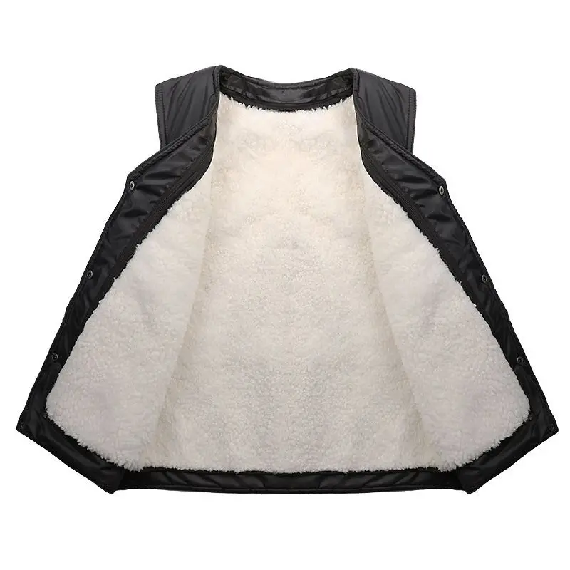 

Faux Fur V Neck Plush Lining Waistcoat Solid Color Single Breasted Men Vest Loose Coldproof Men Waistcoat Streetwear D15