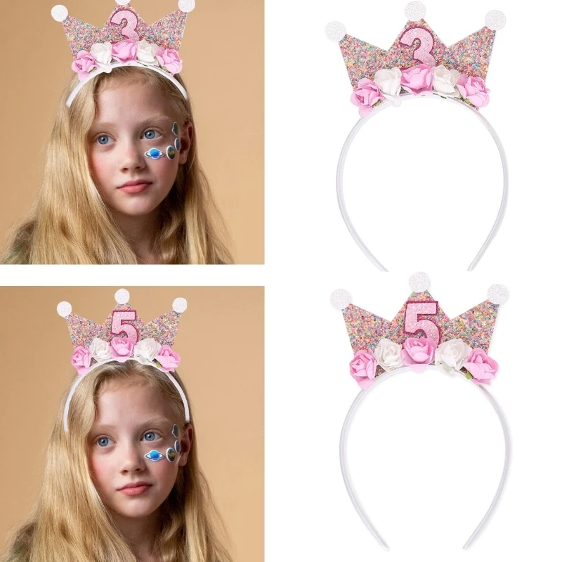 Sparkling Birthday Hairbands Headbands Costume Birthday Headpiece Baby Sequined Hair Hoop P31B
