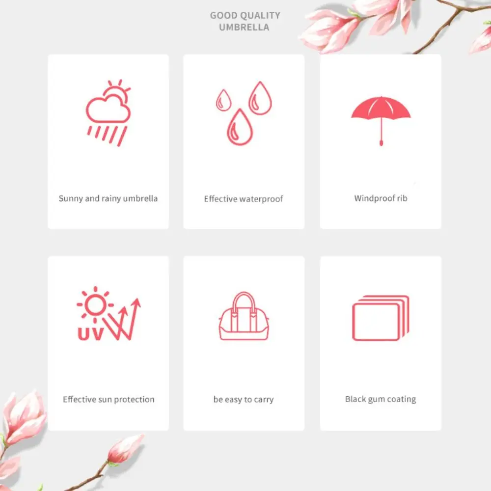 Cute UV Protection Automatic Umbrella Windproof Thickened Rain Umbrella Reinforced Portable Folding Umbrella Sun Protection