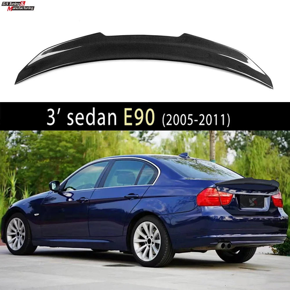 E90RearTrunkSpoilerWingRealCarbonFiberBootLidLipDecktailFor