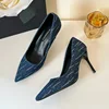 Plus Size Shoes Fashion Women Summer High Heels Wedding Shoes Denim Pointed Stiletto Heel Work Shoes 8cm High Heels 5