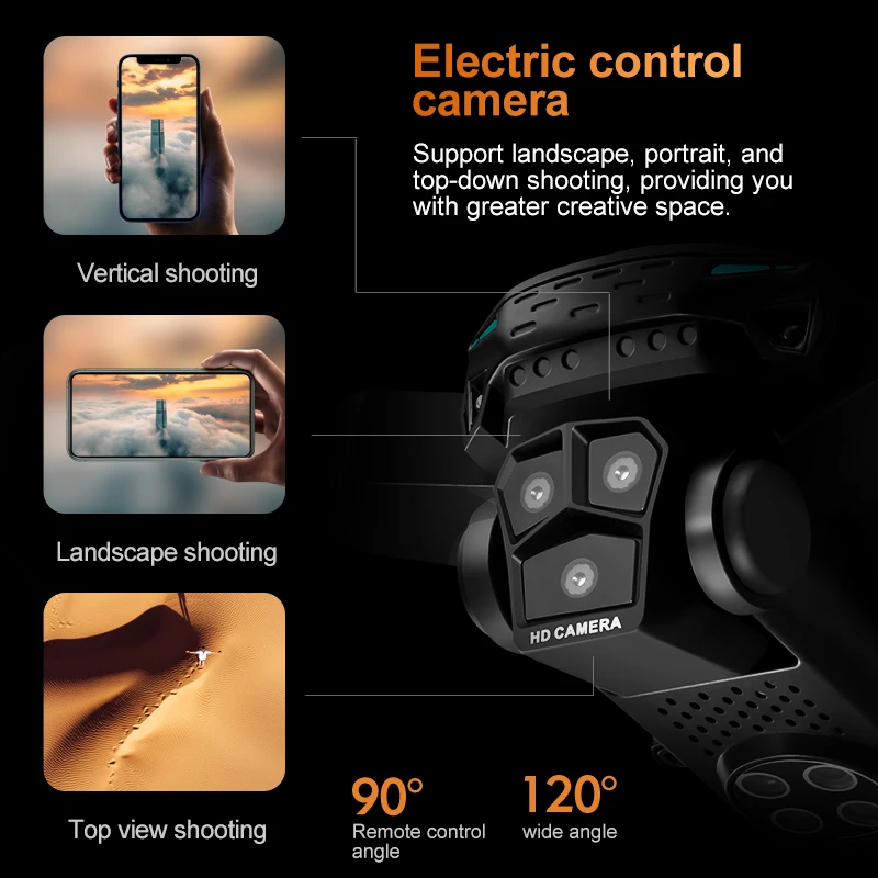 New KY605S Drone with screen 8K Professinal Three Camera Optical Flow Localization 360 Obstacle Foldable Avoidance RC Quadcopter