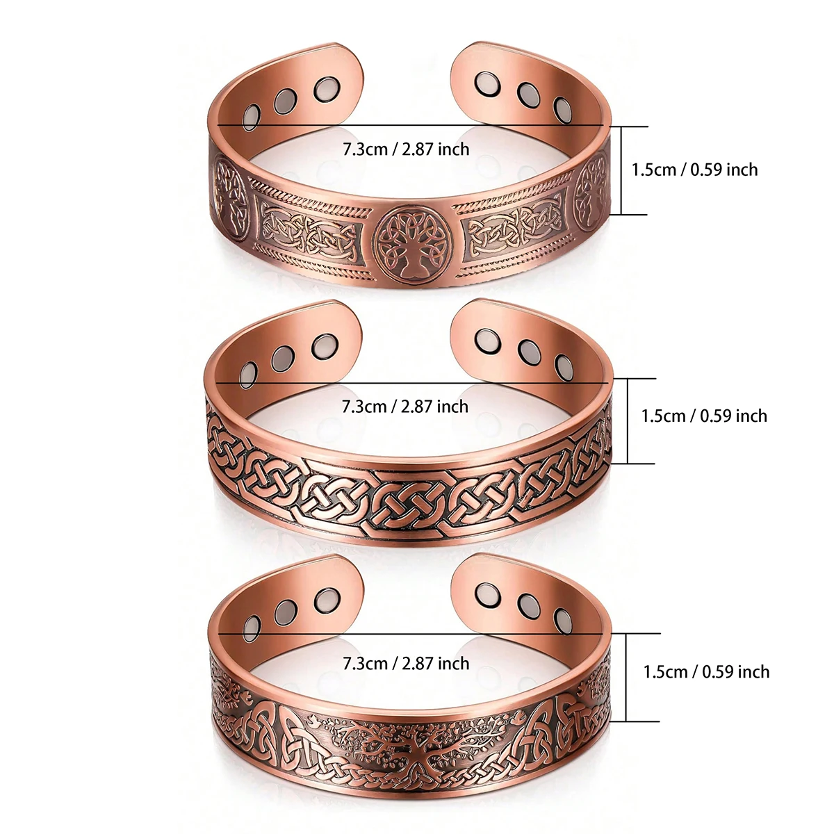 Magnet Retro Bracelet With Life Tree Pattern Arrangement Magnetic Men's Antique Copper