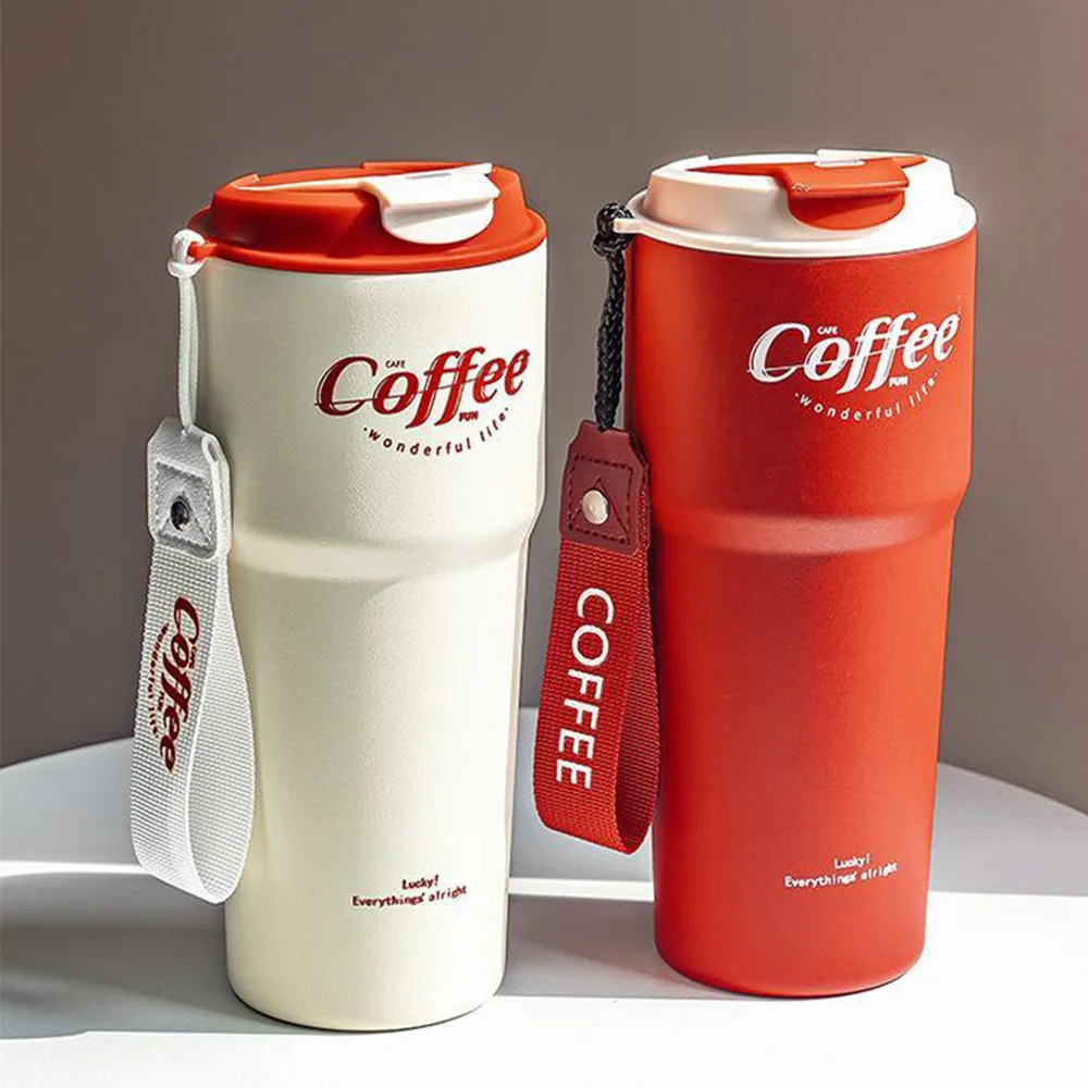 Coffee 보온 텀블러 보냉 물병 손잡이 미니 스텐컵 스포츠 대용량 티 커피 원터치 휴대용 컵 421ML 62