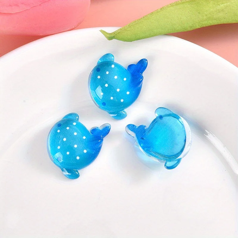 10Pcs 플랫 바닥 바다 돌고래 상어 장식 보석 수지 액세서리 전화 케이스 DIY 마이크로 풍경 작은 장식품