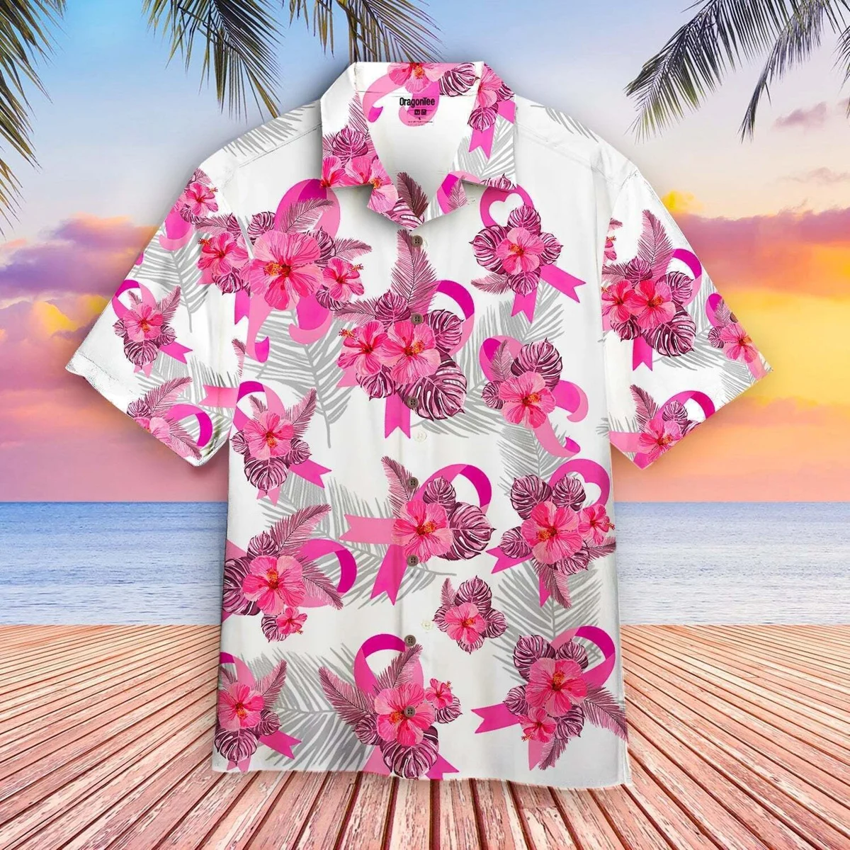 

Hawaiian Shirts for Women Women's Day Theme Shirts Beach Short Sleeve Summer Casual Button Up Hawaii Shirts
