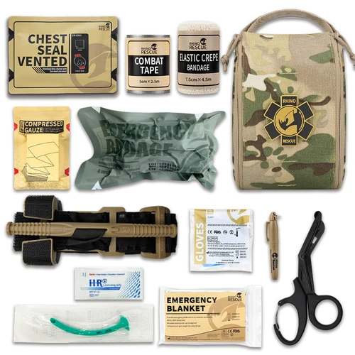 Rhino Rescue 002M IFAK 밀리터리 몰리 파우치, 응급 처치 키트, 생존 야외 응급 의료 가방, 외상 전술 장비 2
