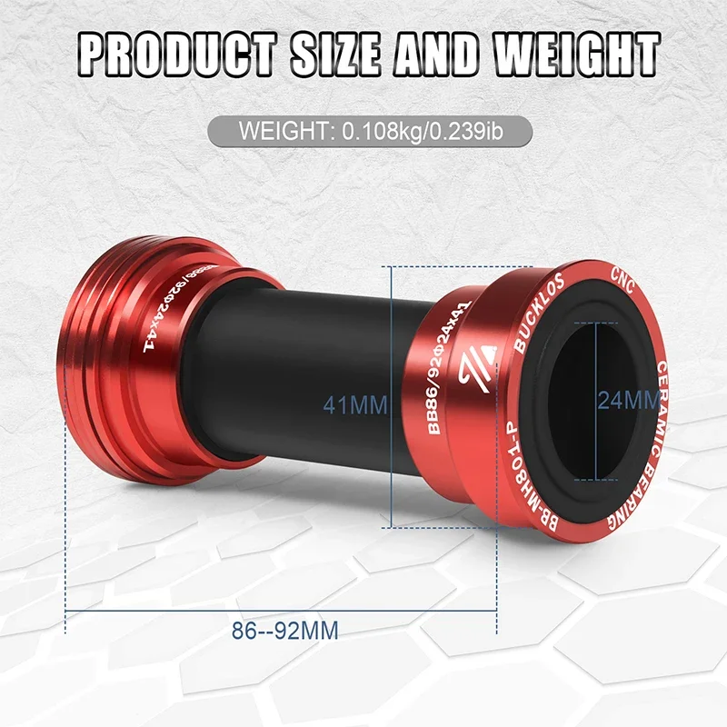 BUCKLOS High-Performance Pressfit Bicycle Bottom Bracket with Sealed Bearings, 24mm Shaft Compatible