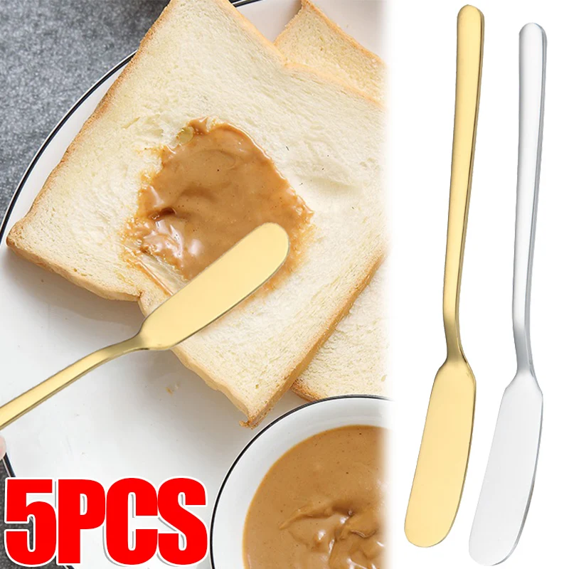 5-1pcs Long Handle Butter Knife Stainless Steel Jam Knifes Butter Spatula Cream Piping Knife Multipurpose Western Food Tableware