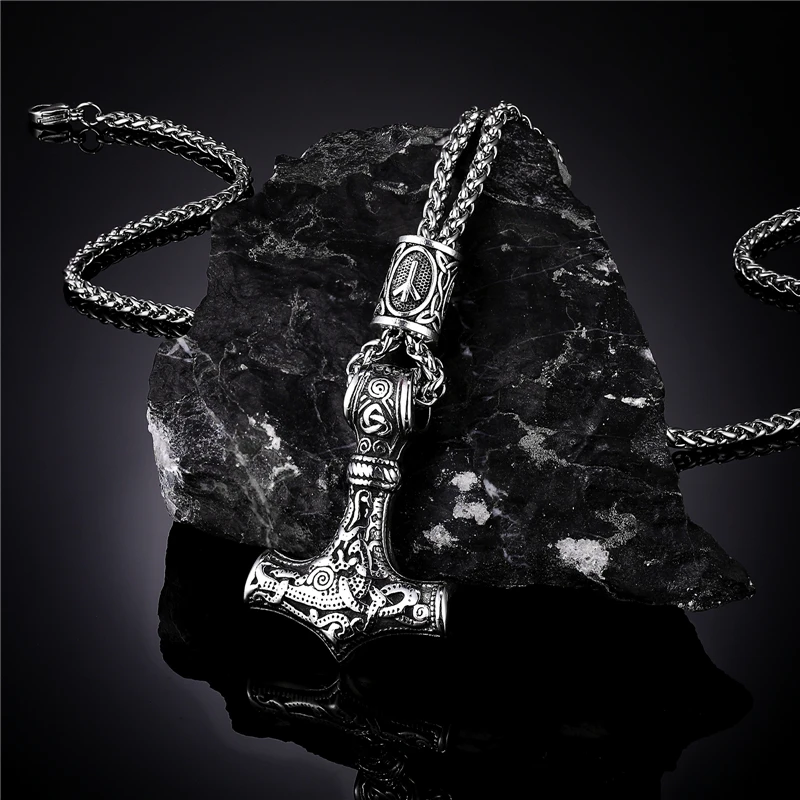 Norse vikingové thor's hamr mjollni skandinávský runa amulet řetízek nerez ocel běžící pás vegvisir kotva přívěsek pánský šperků
