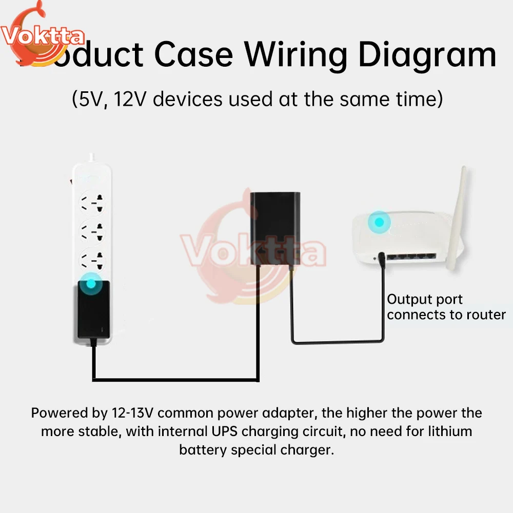 DC 12V Rechargeable Equal Voltage UPS Battery Pack 3pcs 18650 Battery No Soldering DIY UPS Shell Kit with Protector DC Holder