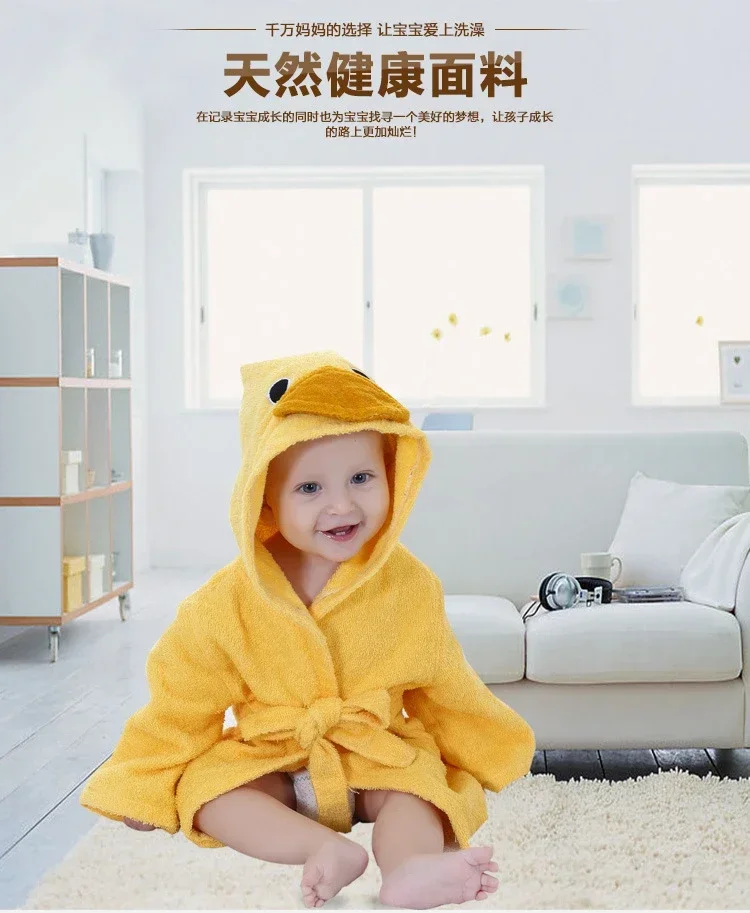 0-6 Years Kids Bathrobe Baby Cute Animal Pure Cotton Unisex Winter Newborn Boys Girls Clothes Baby Pajamas