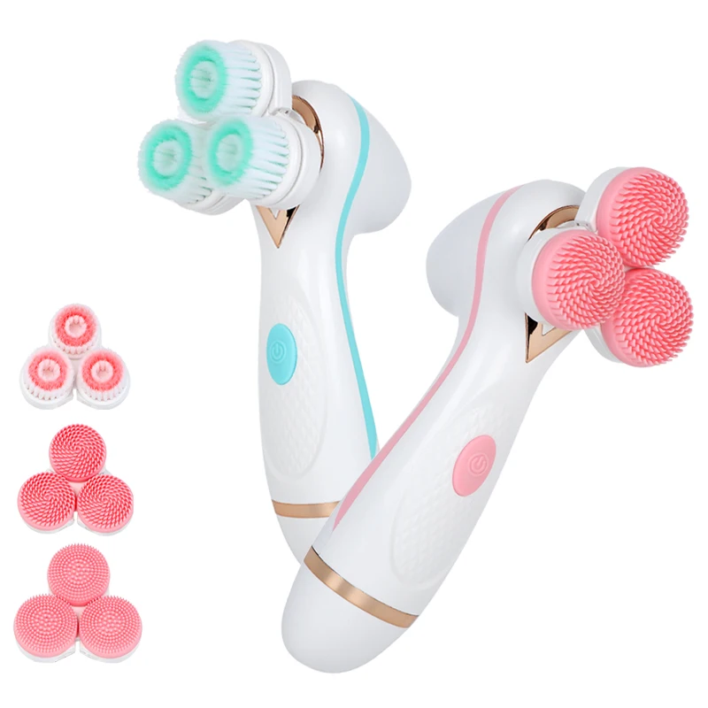 3 In 1 Electric Facial Cleansing Brush Silicone Rotating Face Brush