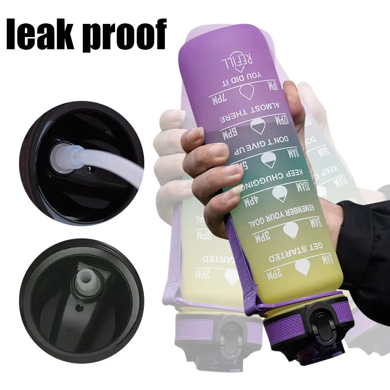 Water Bottle Motivational Sport Leakproof Drinking Outdoor Travel Gym Fitness Jugs For Kitchen