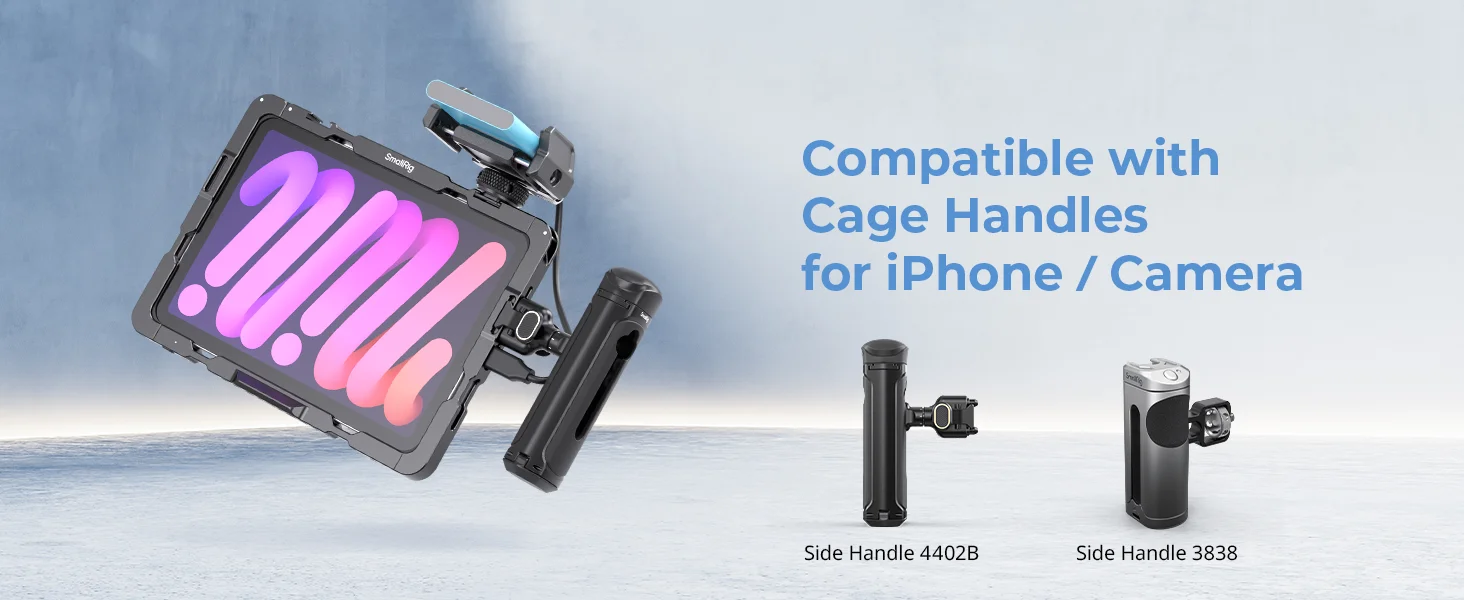 SmallRig Cage für iPad mini 6/A17 Pro mit abnehmbarer Klettverschluss-Sonnenhaube, kompatibel mit Schnellverschluss-Griffen -MD5058 – Detail 7