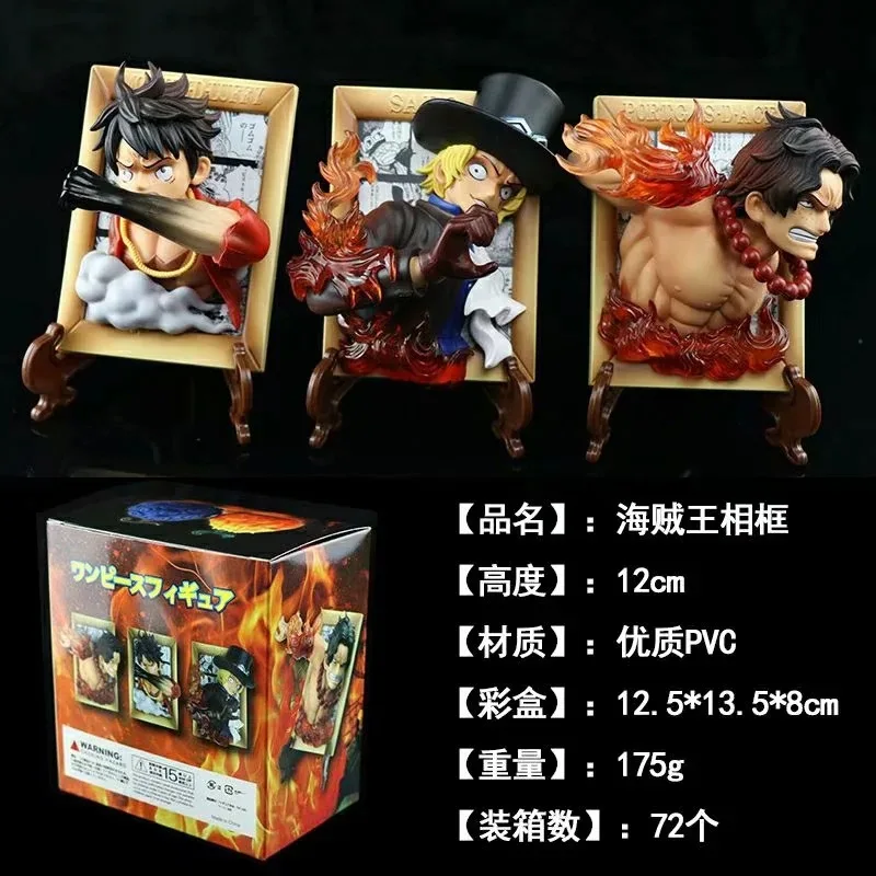 

Мультяшная аниме цельная фигурка Ace Luffy 3D картина GK фоторамка Фигурки игрушки Фигурки героев нами Сабо Модель Кукла Подарки