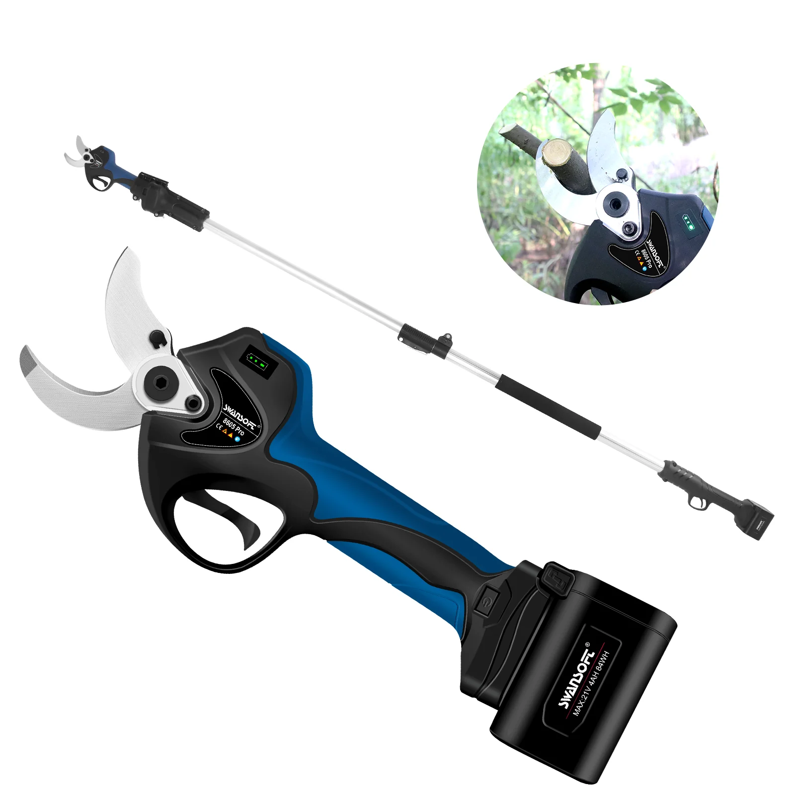 SWANSOFT 40mm Lithium Battery Pruning Scissors / 8605pro Pruner Garden Tools Electric Shears Cutting Wooden Branches 4