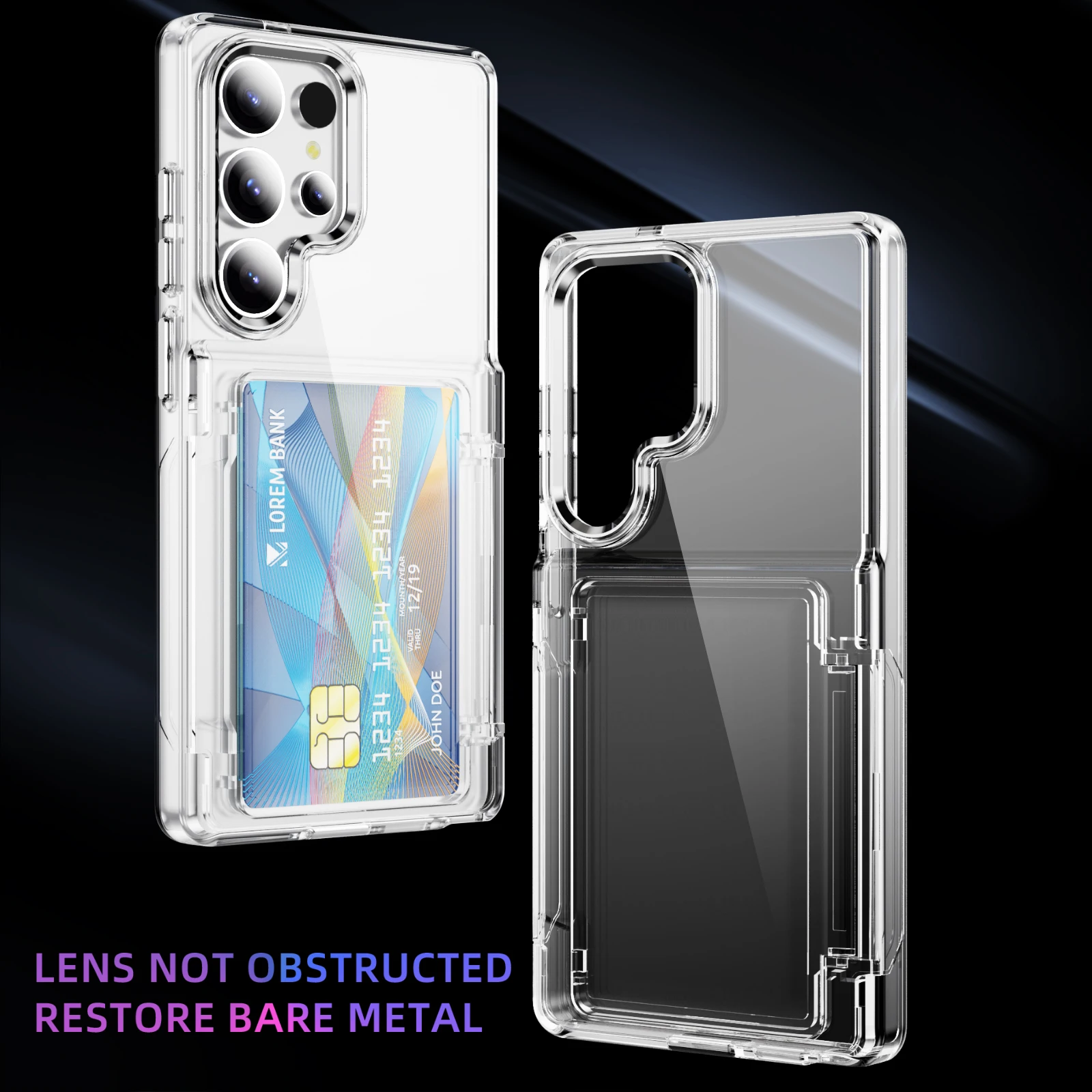 Luxury Transparent Stand Shockproof Phone Case with Card Slot Holder