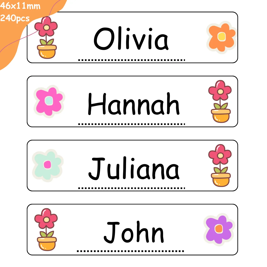 240 adet Kişiselleştirilmiş İsim Etiketleri Su Geçirmez Özel Çıkartmalar Kaktüs İsim Etiketleri Çocuklar için Kreş, Okul, Kamp Organizasyonu