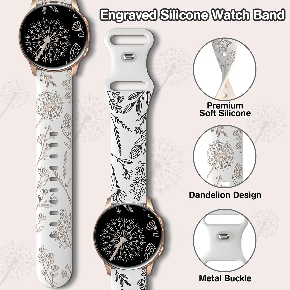Zweifarbiges Silikonarmband mit Gravur für Samsung Galaxy Watch 6/5/4/Active 2 40mm Damen 20mm Sport-Armband – Detail 4