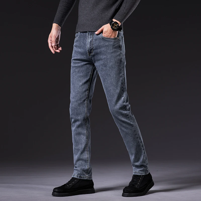 biker jeans Four Seasons Jeans Men's Slim Business Casual Straight Loose Long Pants 2022 Autumn Versatile Trend cargo jeans