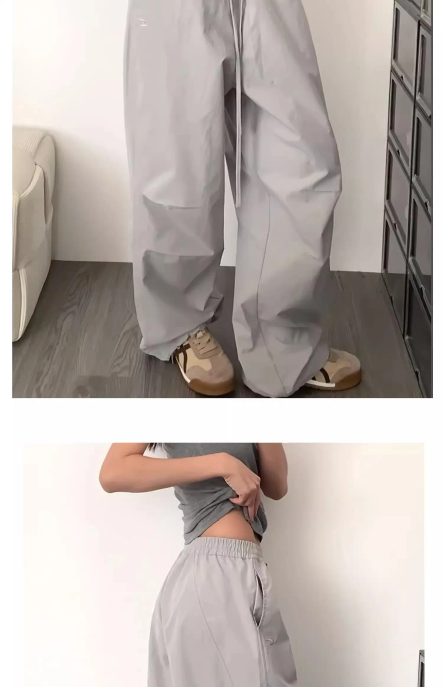 American High Street Style Women's Cargo Pants Spring Summer 2026 New Slimming Drapey Loose Sweatpants Folded Hem