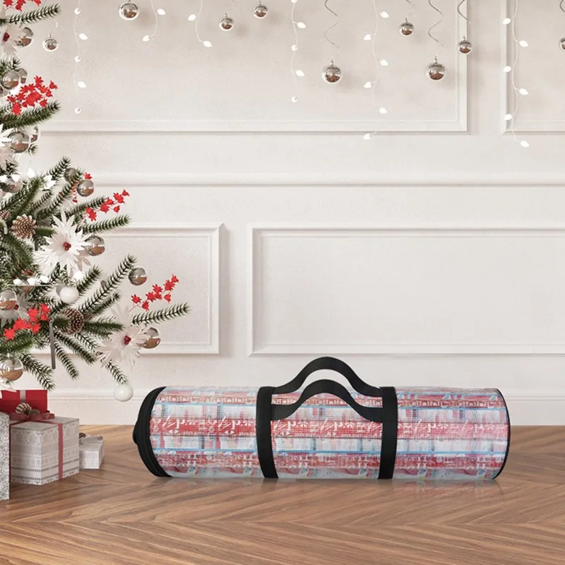 Description Picture 4 of itemChristmas Wrapping Paper Storage Bag Durable Underbed Xmas Gift Wrap Organiser Easy Carry Handles Clear Waterproof PVC Bag