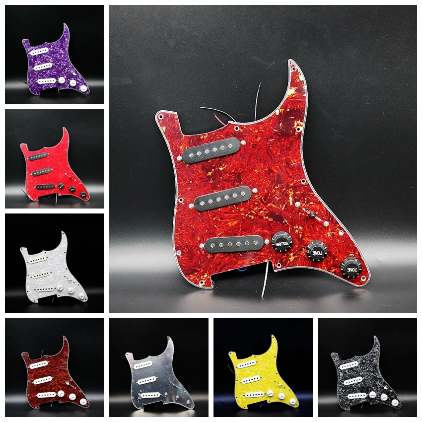 

1Set Electric Guitar Pickguard 3-Ply SSS 11 Hole Loaded Prewired Pickguard Single Coil Pickups for Electric Guitar FD SQ ST
