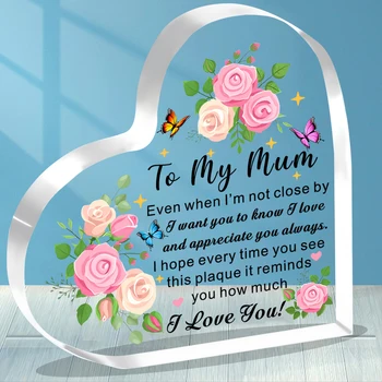 Mothers Day Gifts From family Acrylic Heart Shape Plaque 1