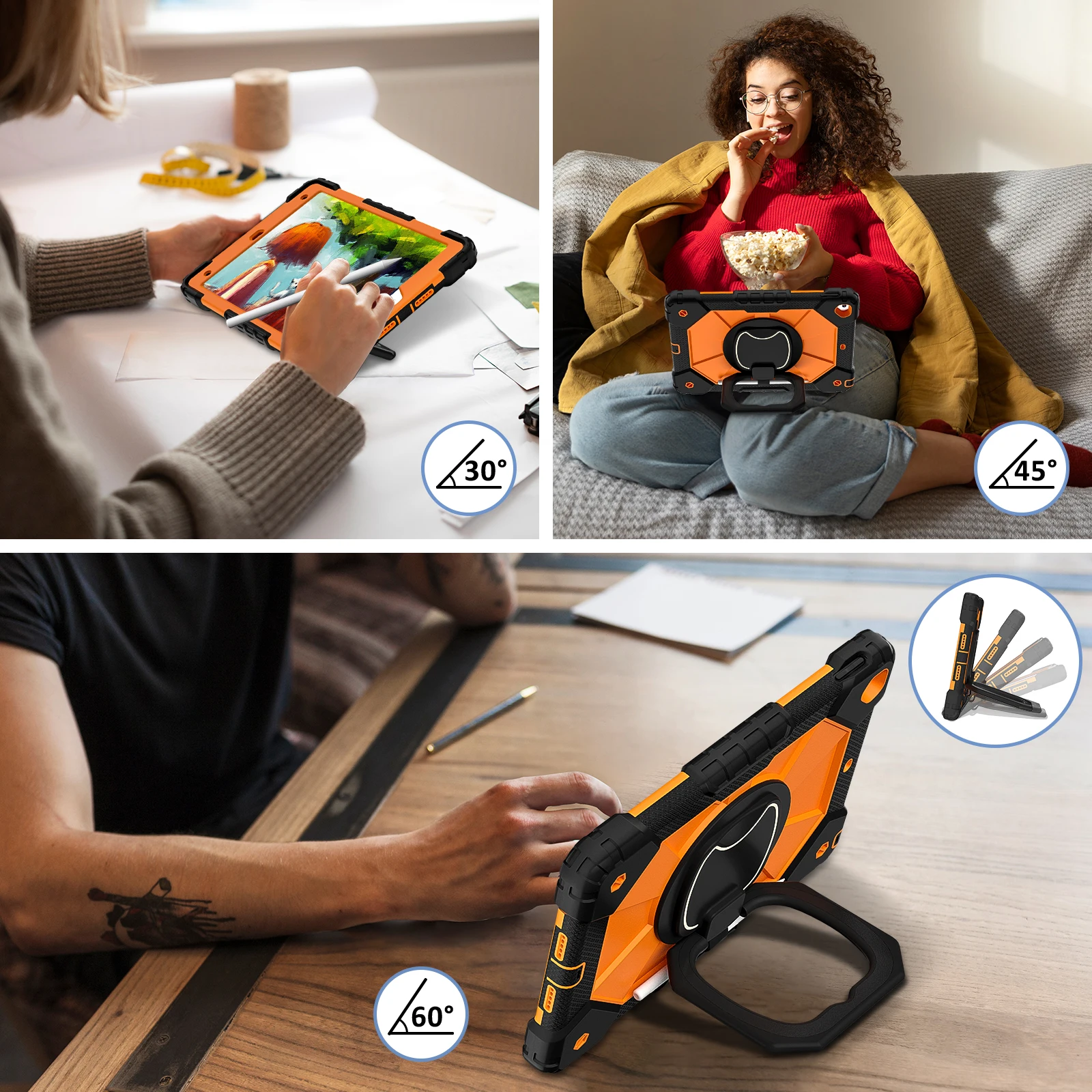 Rotating Rugged Tablet Case With Handle And Stand For Ipad_voghion.com