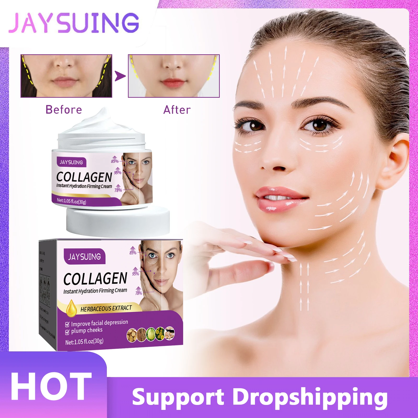 Jaysuing Wrinkle Remover Face Cream Antiaging Improve Puffiness Fade