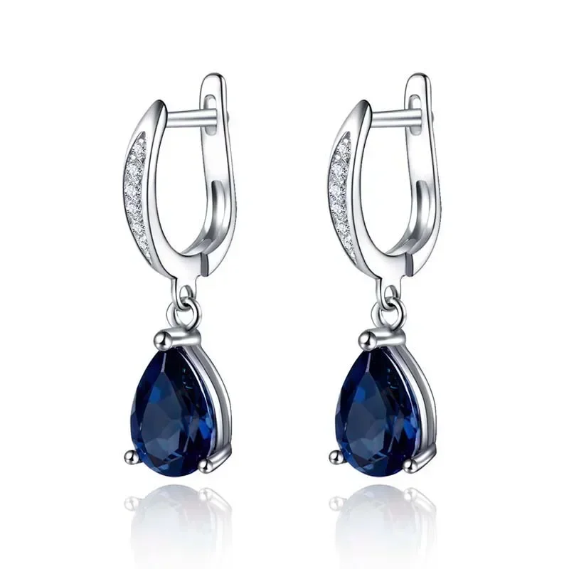 

Gorgeous Water Drop Shape Blue Cubic Zirconia Earrings for Women Evening Party Elegant Accessories Classic Jewelry