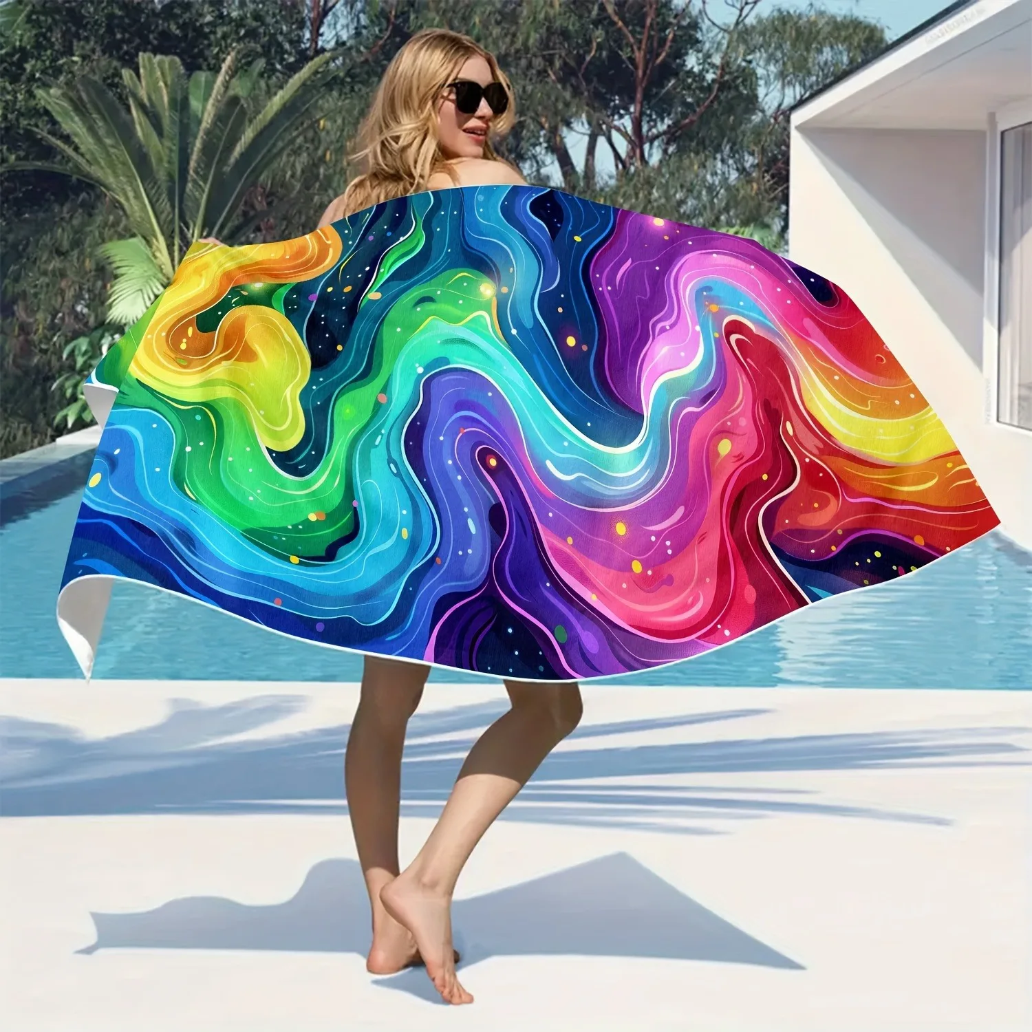 Colorful Galaxy Printed Beach Towel Extra Large Soft Quick Dry_voghion.com