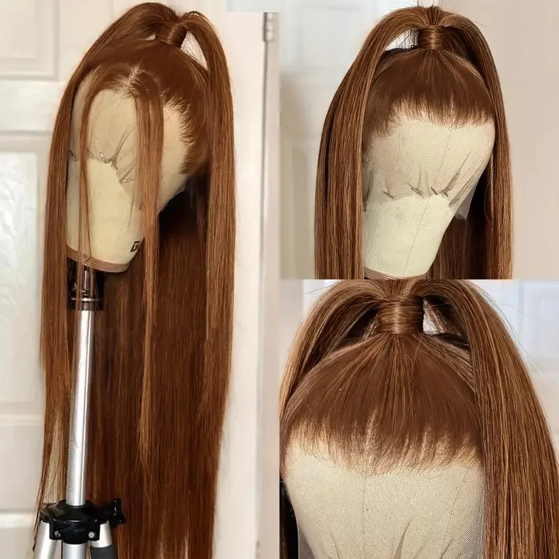 Brown Wig Human Hair Straight Colored Lace Front Wig Pre Plucked 13x4 13x6 Transparent Lace Frontal for Women