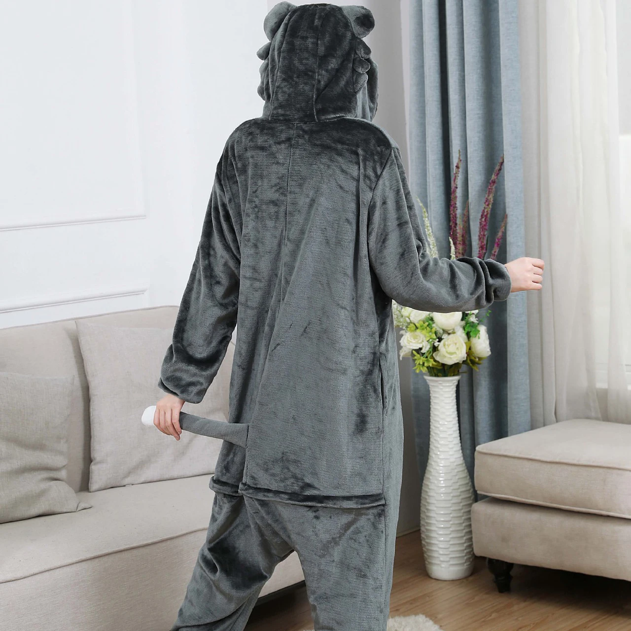 Winter Unisex Wolf Anime Cosplay Costumes Onesies Kigurumi Onesie Pajamas Adults Flannel Pyjamas Animal Sleepwear Jumpsuit