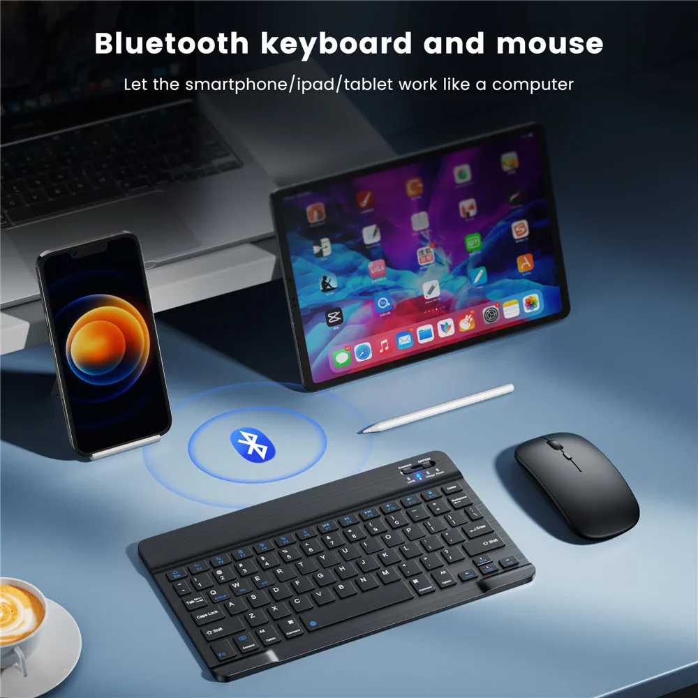 Bluetooth Wireless Keyboard Mouse Mini Spanish Wireless Keyboard and Mouse for Computer Pink Russian Ipad Keyboard for Tablet 2